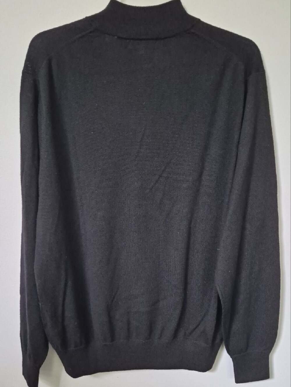 Peter Millar Men's L Black 1/4 Zip 100% Italian Merino Wool Sweater Classic Golf - Picture 5 of 6